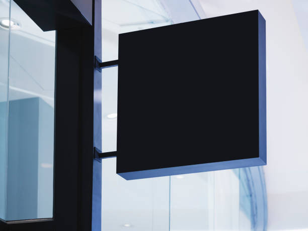 istock Mock up Signage Square shape Front Shop logo Business identity 1488338391