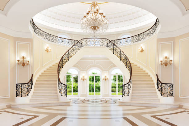 luxuriöses königliches interieur - domestic room palace chandelier nobility stock-fotos und bilder