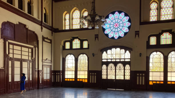 Istanbul, Turkey April 08, 2023 Beautiful architectural design inside a waiting room at Sirkeci train station, once the terminus of the Orient Express, Istanbul, Turkey.