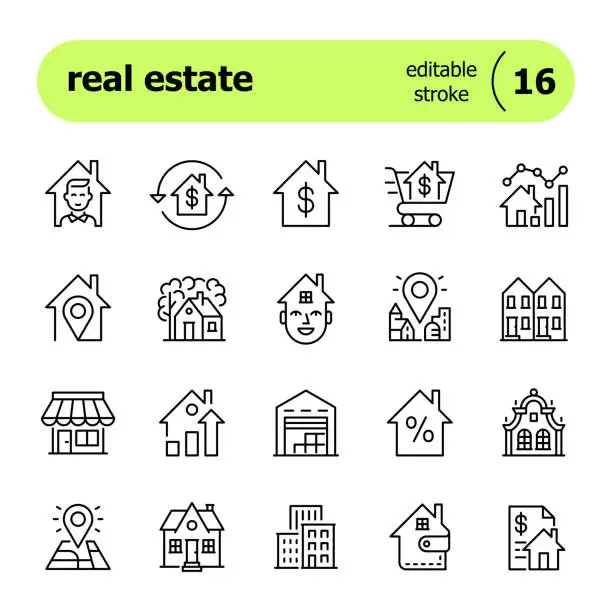 Vector illustration of Real estate line icons