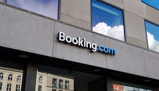 Amsterdam, Netherlands - September 28, 2022: Office premises of the online travel agent Booking.com in Amsterdam, Netherlands.