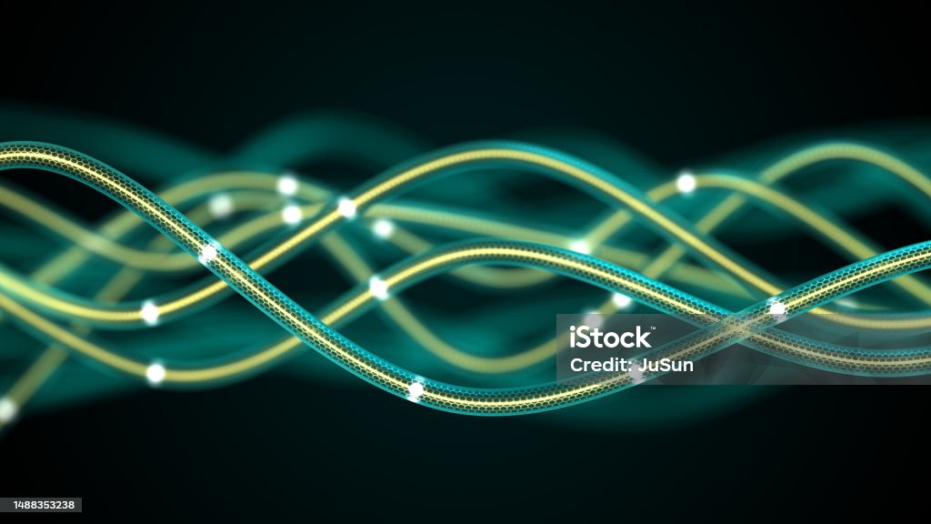 Data Connection Fow Digital Wires And Data Transfer Network Connection And Big Data Flow ...