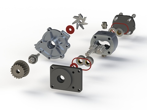 Machinery Exploded Hydraulic Pumps Exploded View Stock Photo - Download Image Now ...