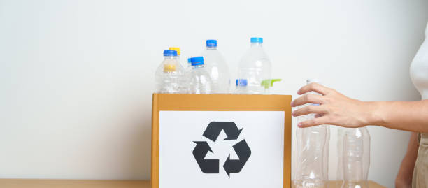 istock Volunteer keep plastic bottle into paper box at home or office. Hand Sorting Recycle garbage. Ecology, Environmental, pollution, Dispose recycling, waste management and trash Separation concept 1488357818