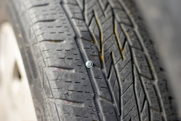View of a screwed tire.