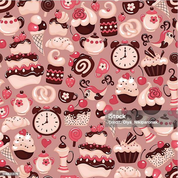 Holiday Seamless Pattern Di Dolci - Immagini vettoriali stock e altre immagini di Bacca - Bacca, Beige, Cibo