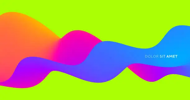 Vector illustration of 3D abstract wavy background with modern gradient colors. Motion sound wave. Vector illustration for banner, flyer, brochure, booklet, presentation or websites design.