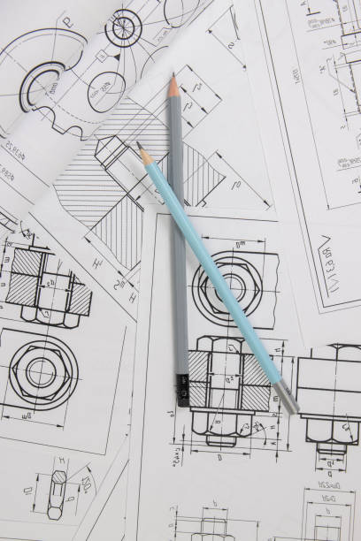 istock Mechanics engineering drawings and pencils 1488368312