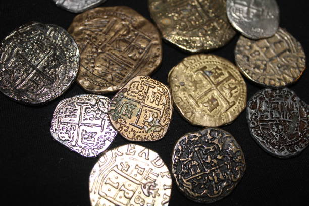 istock Spanish Coins Laid Out On Display. 1488370488