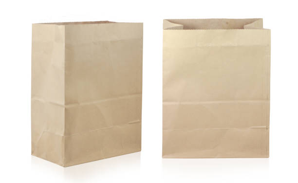 istock Folded paper bag isolated on white background 1488372313