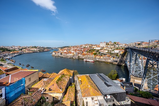 City view of Porto with bridge and douro river