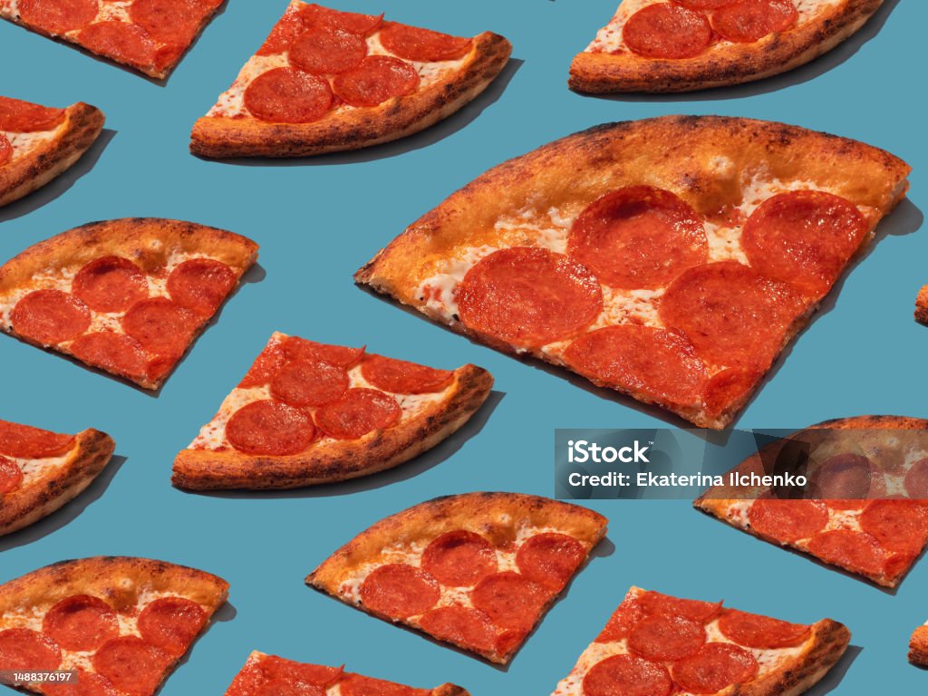 Pepperoni Pattern Pepperoni Slice Pizza Pattern Food Pattern With Hard Shadows Stock ...