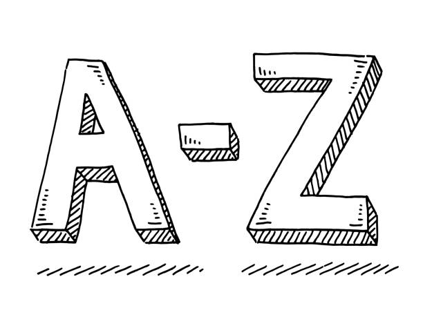 A-Z Text Drawing vector art illustration