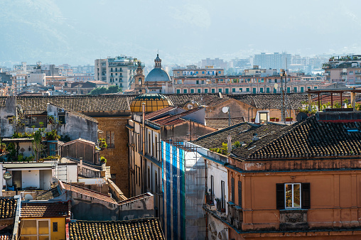 Palermo skyline in Sicily island, Italy at early morning, showcasing a stunning array of architectural styles and cultural influences including city landmark objects.