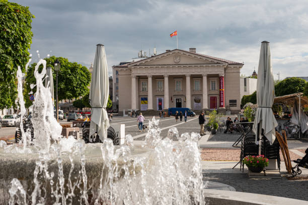 Vilnius, Lithuania - June 3, 2022: Vilnius' Town Hall in the Town Hall Square, a traditional center of trade and events in Vilnius, Lithuania.