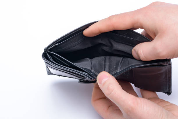 istock Poverty Empty open black wallet Financial crisis 1488379133