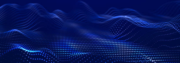 istock Digital wave with many dots. Abstract backdrop of dynamic wave. Technology or science banner. 3d 1488379473