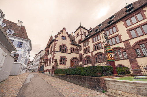 Street with Historic half-timbered houses in Diez, Germany