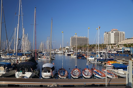 Marina in Tel Aviv, Israel. Tel Aviv is the economic and technological center of Israel.