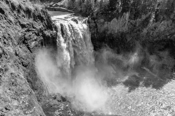 A view of Snoqualmie Falls on a powerful day in Washington State.
