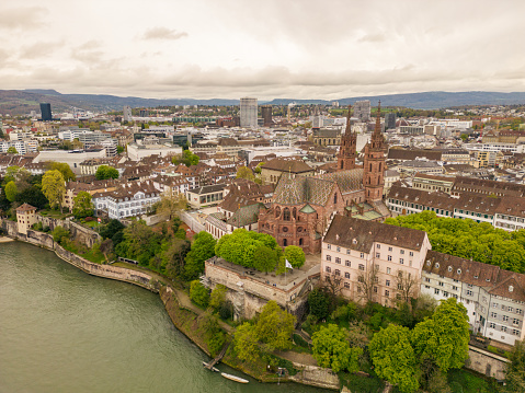 A beautiful scenery of the city skyline in different atmosphere.\nCute cities in Switzerland, old town view.