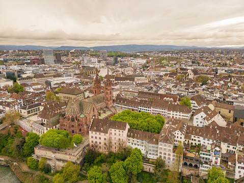 A beautiful scenery of the city skyline in different atmosphere.\nCute cities in Switzerland, old town view.