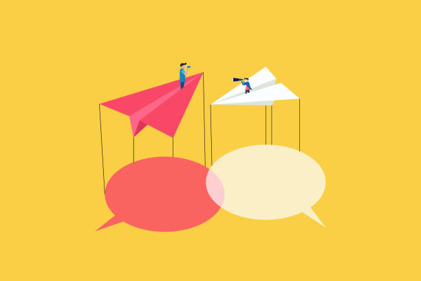 istock Businessmen connecting with bubble chat. Concept of success, brainstorming, ideas, connection, teamwork, communication, deal, ideas 1488384540