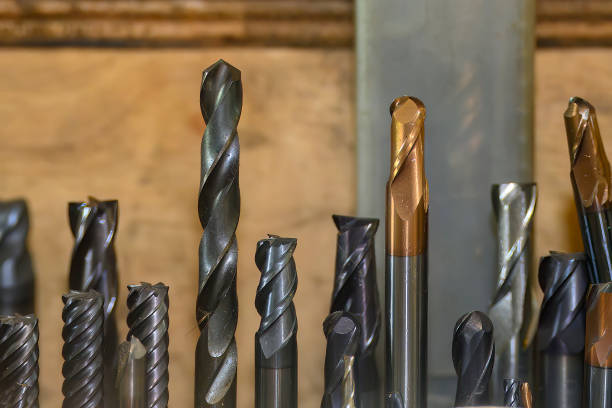 istock Close-up scene group of the used coating solid end mill.. 1488384635