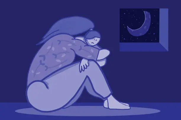 Vector illustration of Woman feel depression