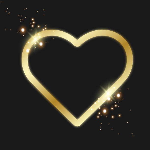 istock Gold sign heart suit icon.  illustration on a black background. 1488388681