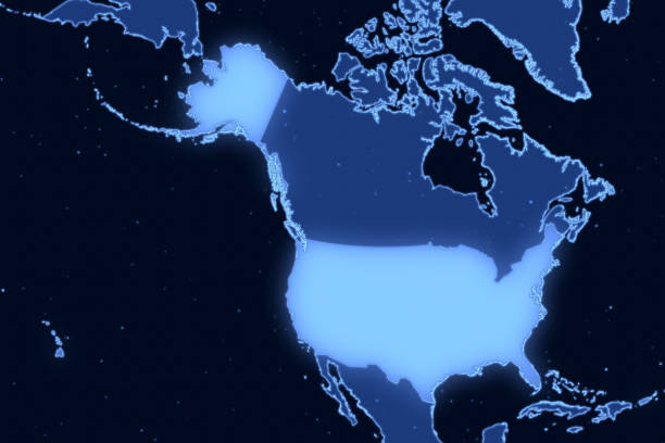 istock North America map series with USA (including Alaska and Hawaii), futuristic 1488392324