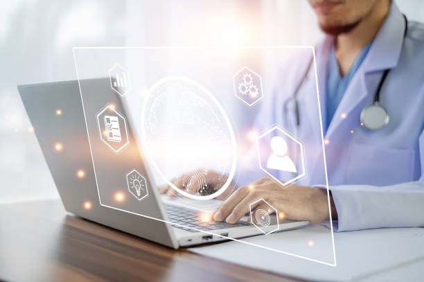 istock Doctor AI computer, artificial intelligence in modern medical technology and IOT automation. Doctor using AI document management concept. 1488393737
