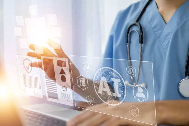 istock Doctor AI computer, artificial intelligence in modern medical technology and IOT automation. Doctor using AI document management concept. 1488393742