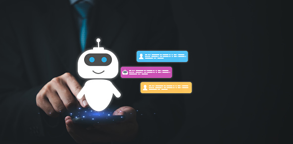 Chat bots AI artificial intelligence Digital Age offering 24/7 support Customer Service human resources, making businesses information online technology.