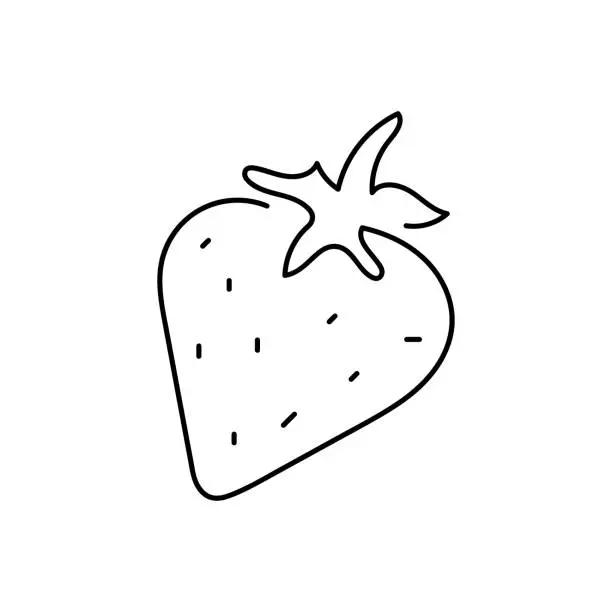 Vector illustration of abstract shaped strawberry . single line strawberry icon