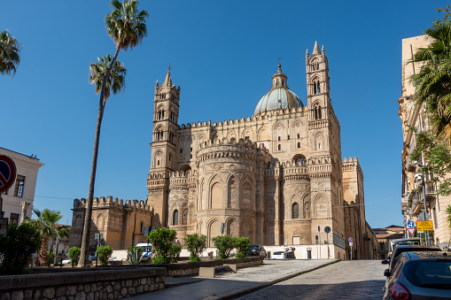 The famous Cathedral of Palermo, UNESCO world heritage site and church of the Roman Catholic Archdiocese of Palermo. The Primatial Metropolitan Cathedral Basilica of the Holy Virgin Mary of the Assumption