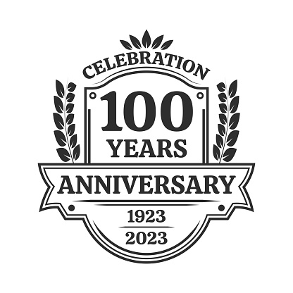 100 years anniversary icon or logo. Vintage birthday banner design. 90th anniversary yubilee celebration badge or label. Vector illustration.