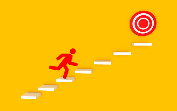 istock Target Ladder Achievement Concept on Orange Background 1488401113