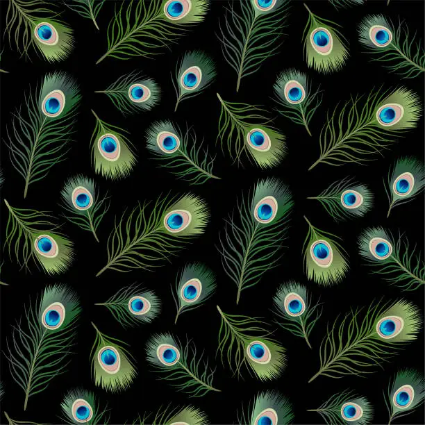 Vector illustration of Peacock feathers pattern