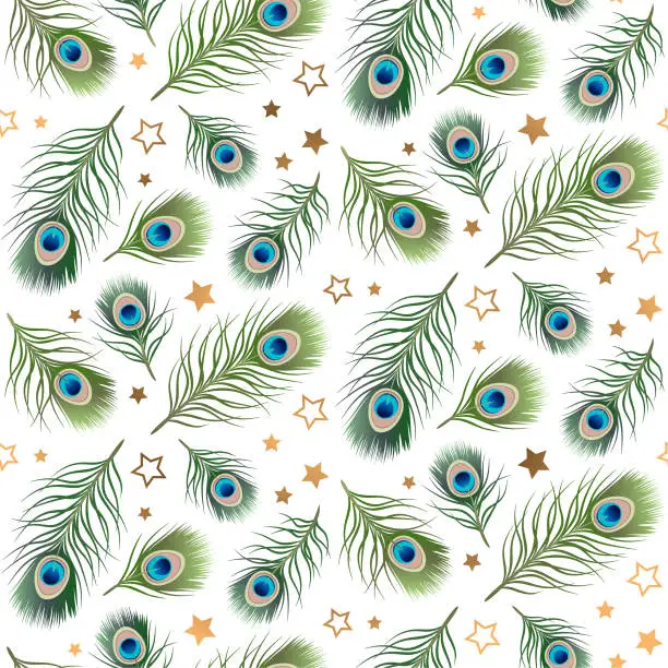 Vector illustration of Peacock feathers pattern