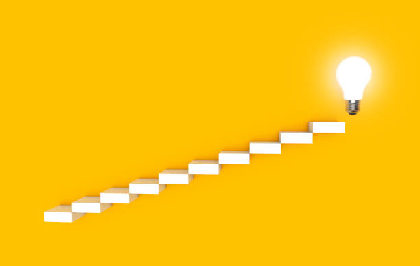 Light bulb ladder. Idea achievement growth progress success innovation.