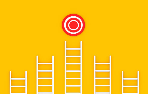 istock Target Ladder Achievement Concept on Orange Background 1488404029
