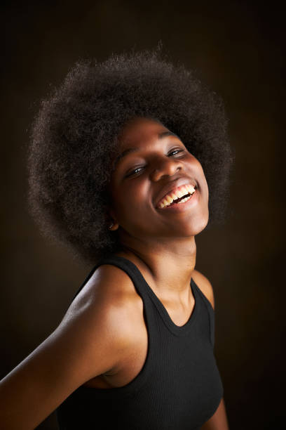 istock Happy ethnic young female with Afro hairstyle 1488407069