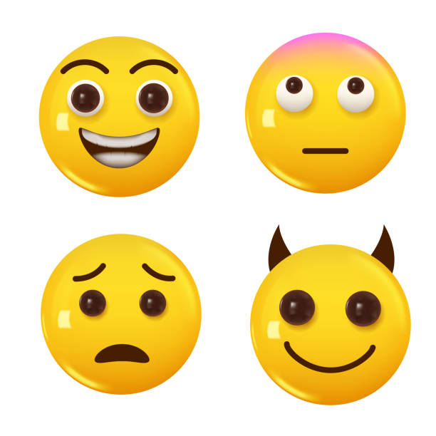 istock Set of 3d icon yellow color smile emoji. Vector 1488409774