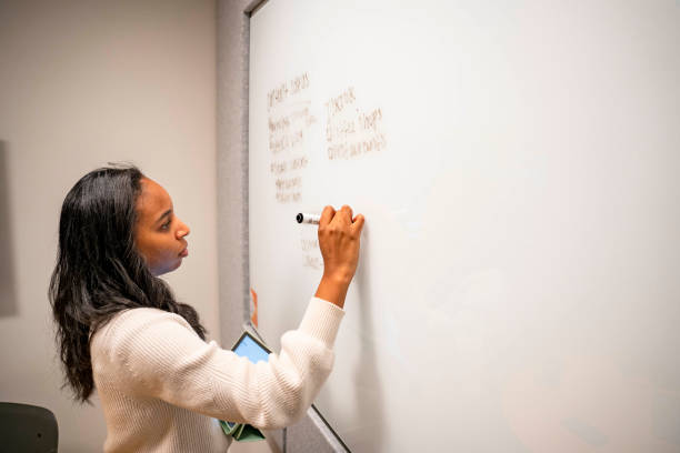 istock African American Woman writing on a whiteboard 1488410064