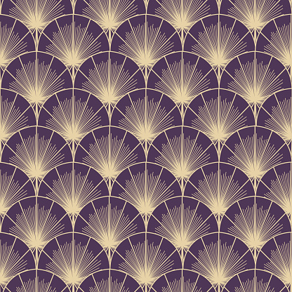 A simple art deco inspired seamless patterned background featuring layered circles with a starburst motif at the center. Available in multiple colorways with global colors that are easy to change. Embrace your 1920s and 1930s style!