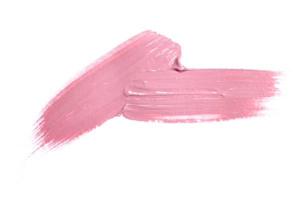 istock Pink stroke isolated on white background. Makeup smear smudge swatch 1488412673