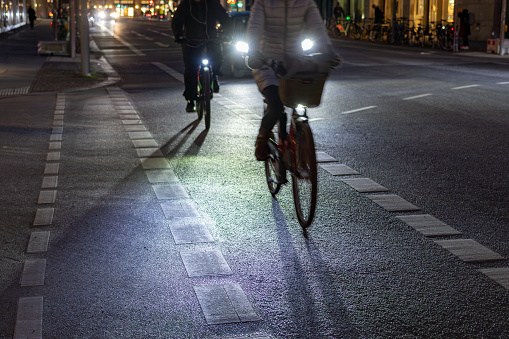 cycling in berlin at night
