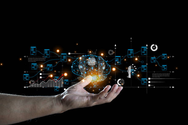 istock Human hand show virtual graphic Global Internet connect with AI technology AI 1488416771