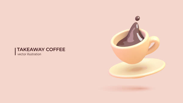 3d Vector coffee cup. - ilustração de arte vetorial